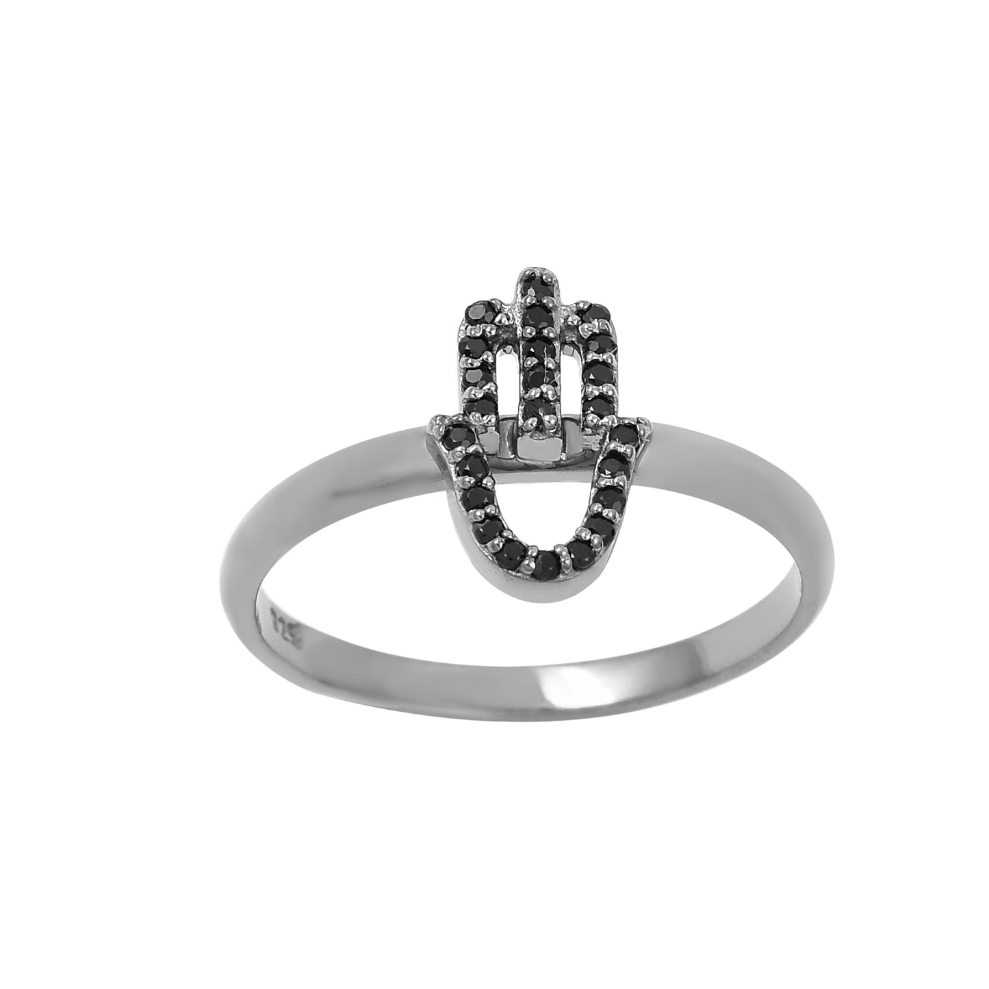 Black Spinal Hamsa Hand Ring