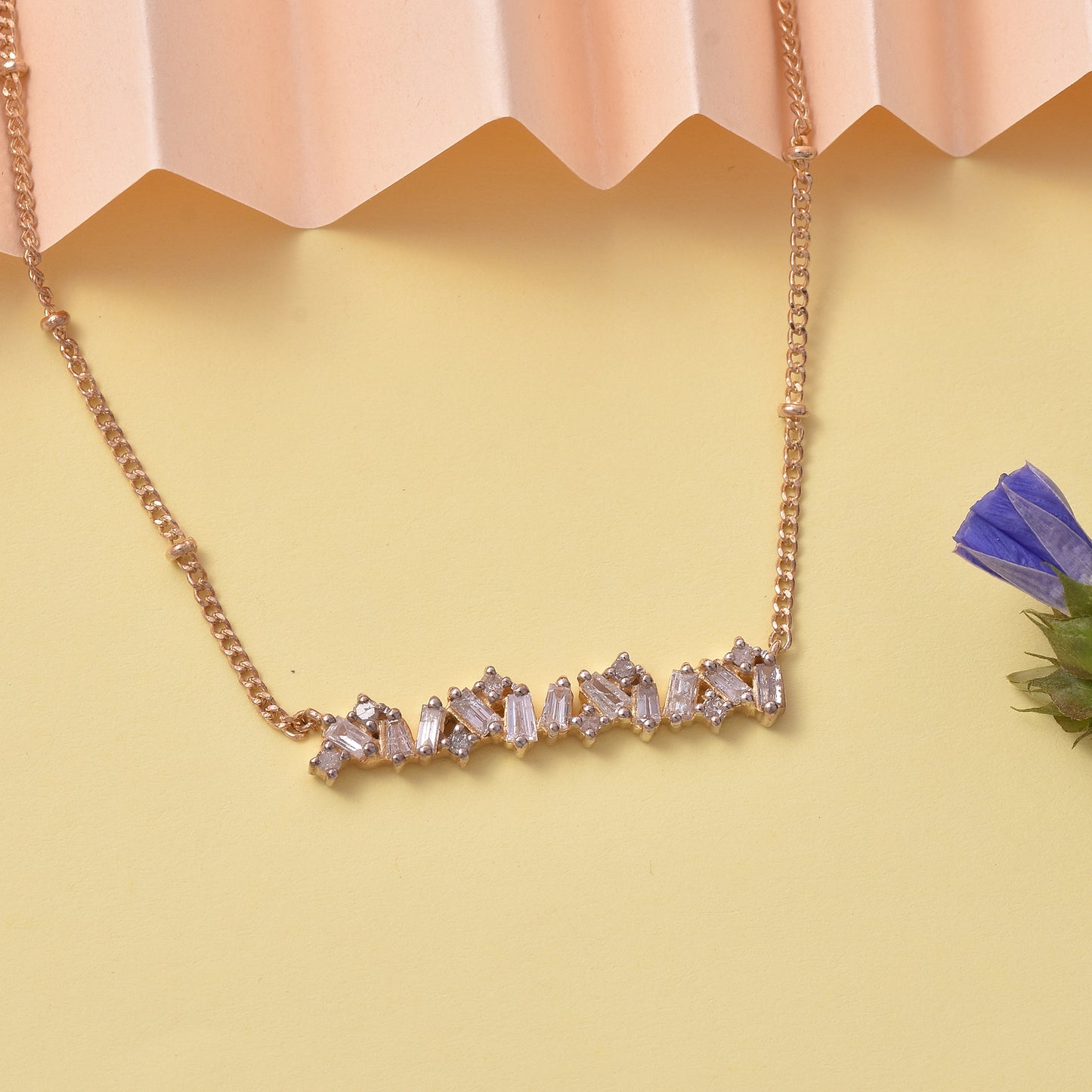 Dainty Diamond Bar Cluster Necklace