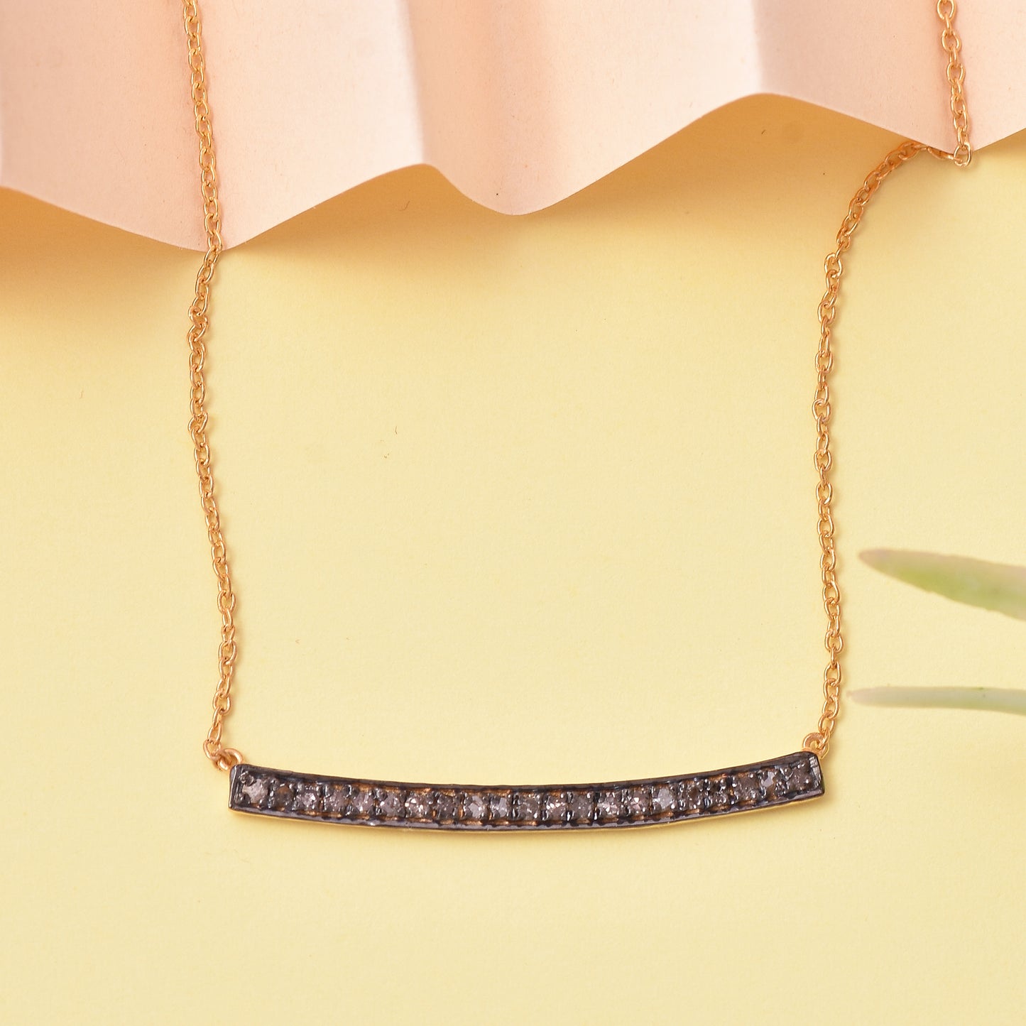 Minimalistic Diamond Bar Chain Necklace