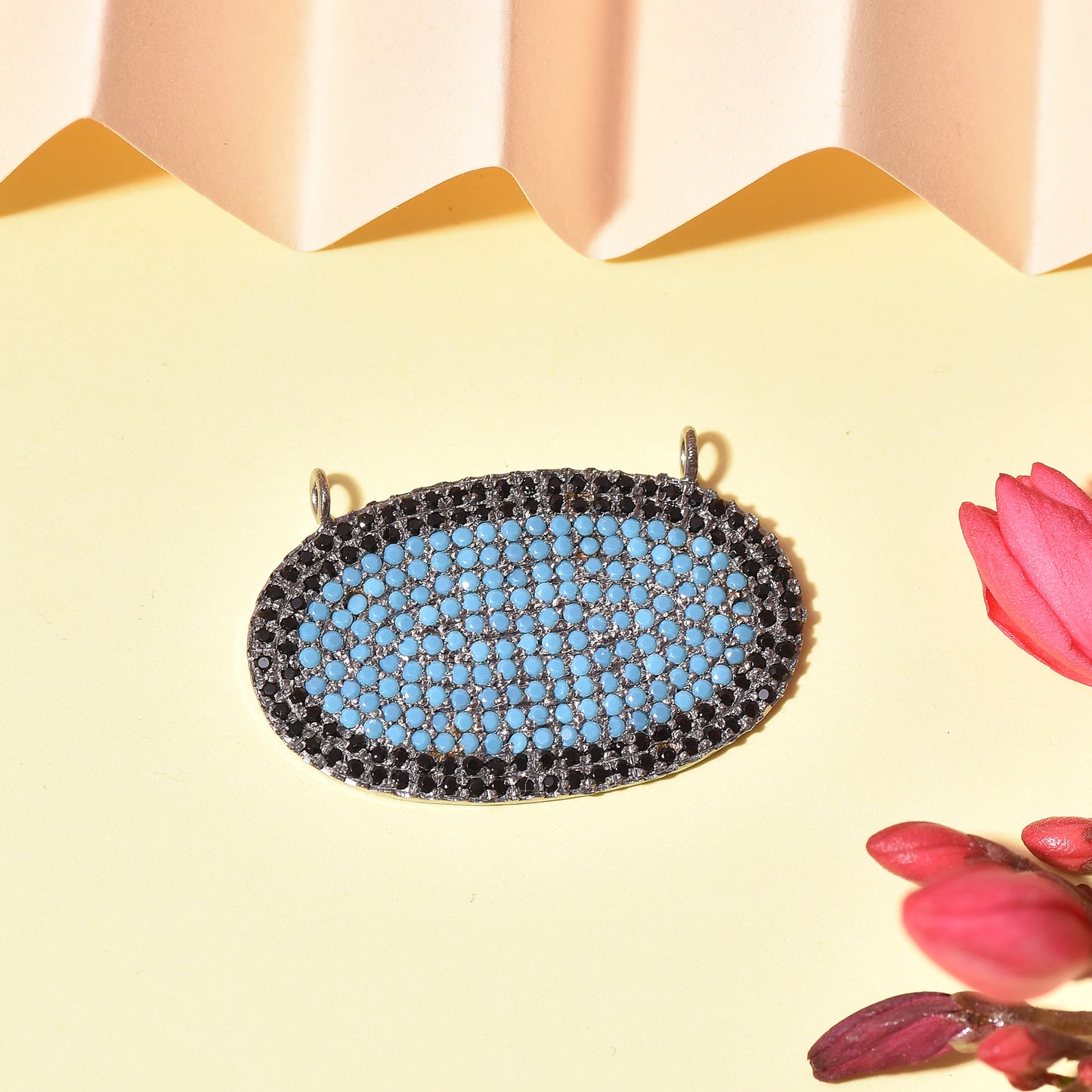 Pave Turquoise Connector Pendant With Spinal