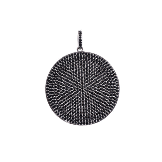 Circle Black Spinel Silver Pendant