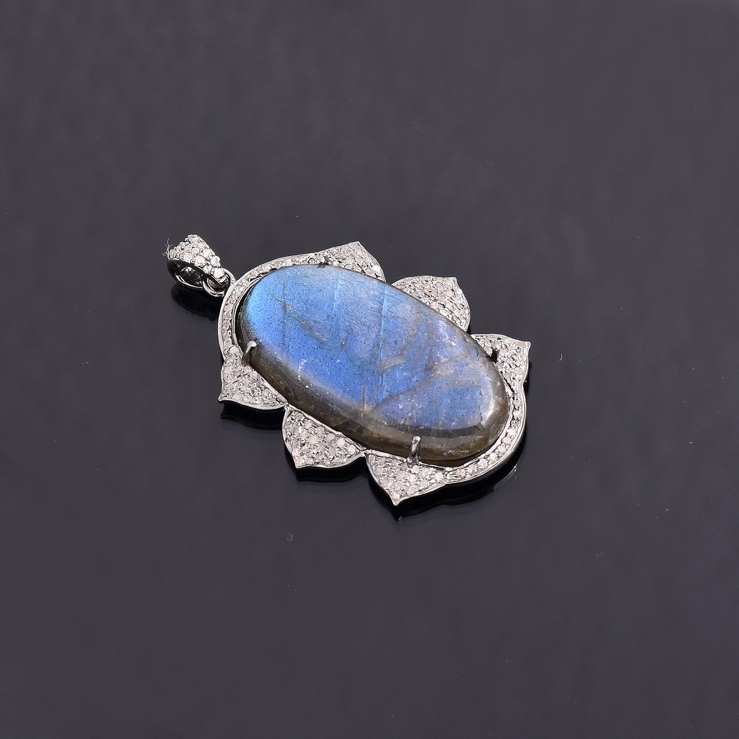 Labradorite Pave Diamonds Pendant