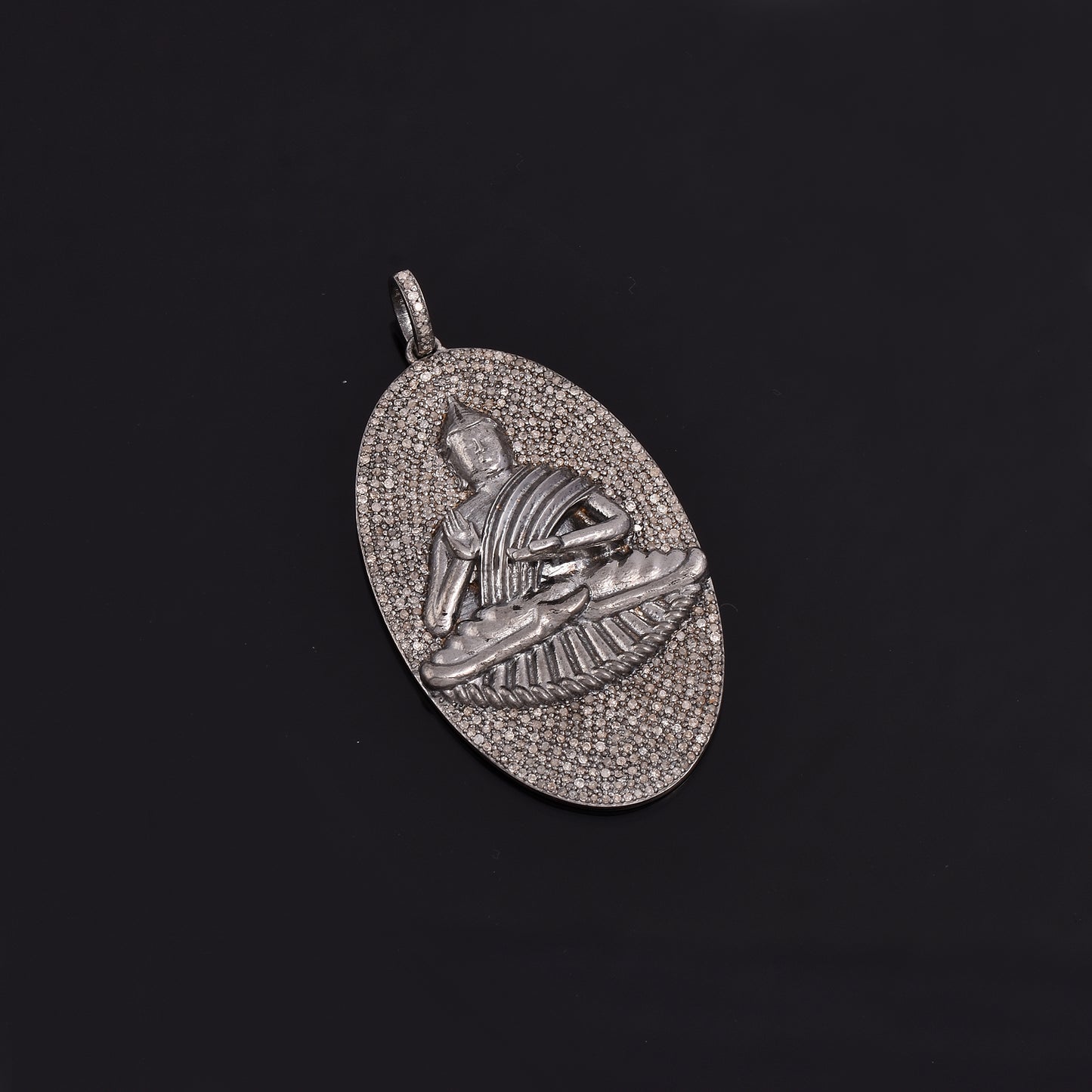 Buddha Figurine Diamond Silver Pendant