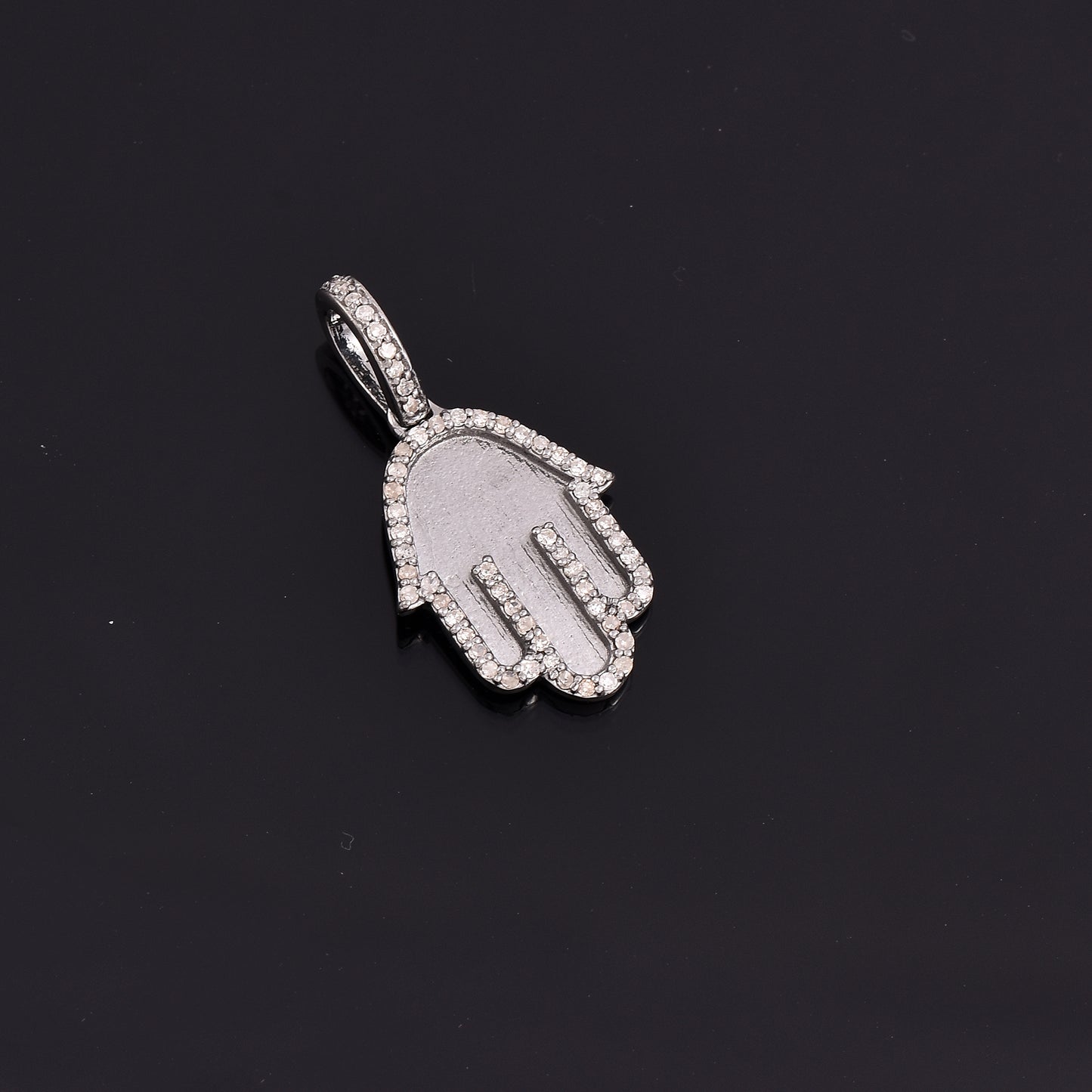 Hamsa Charm Silver Diamond Pendant