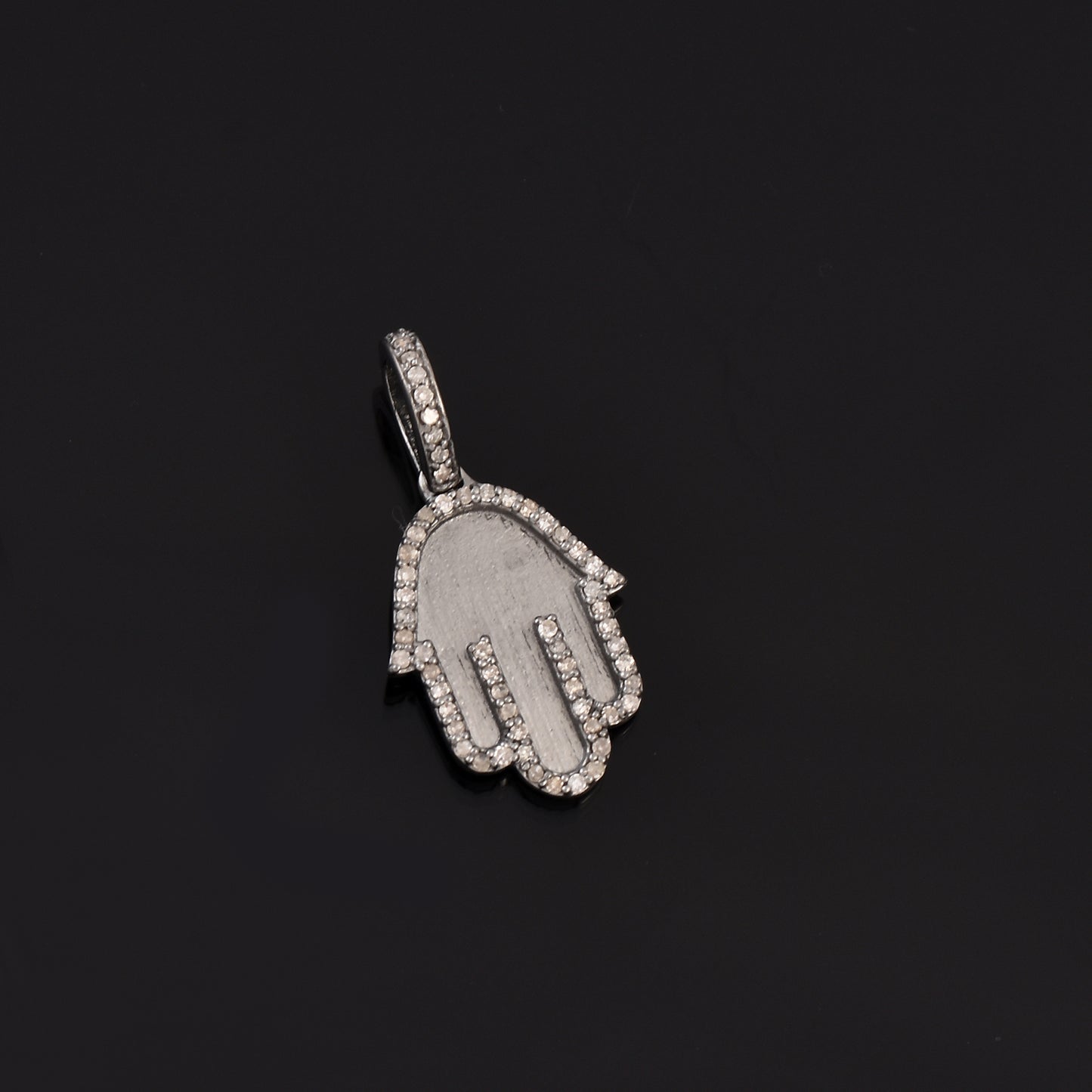 Hamsa Charm Silver Diamond Pendant