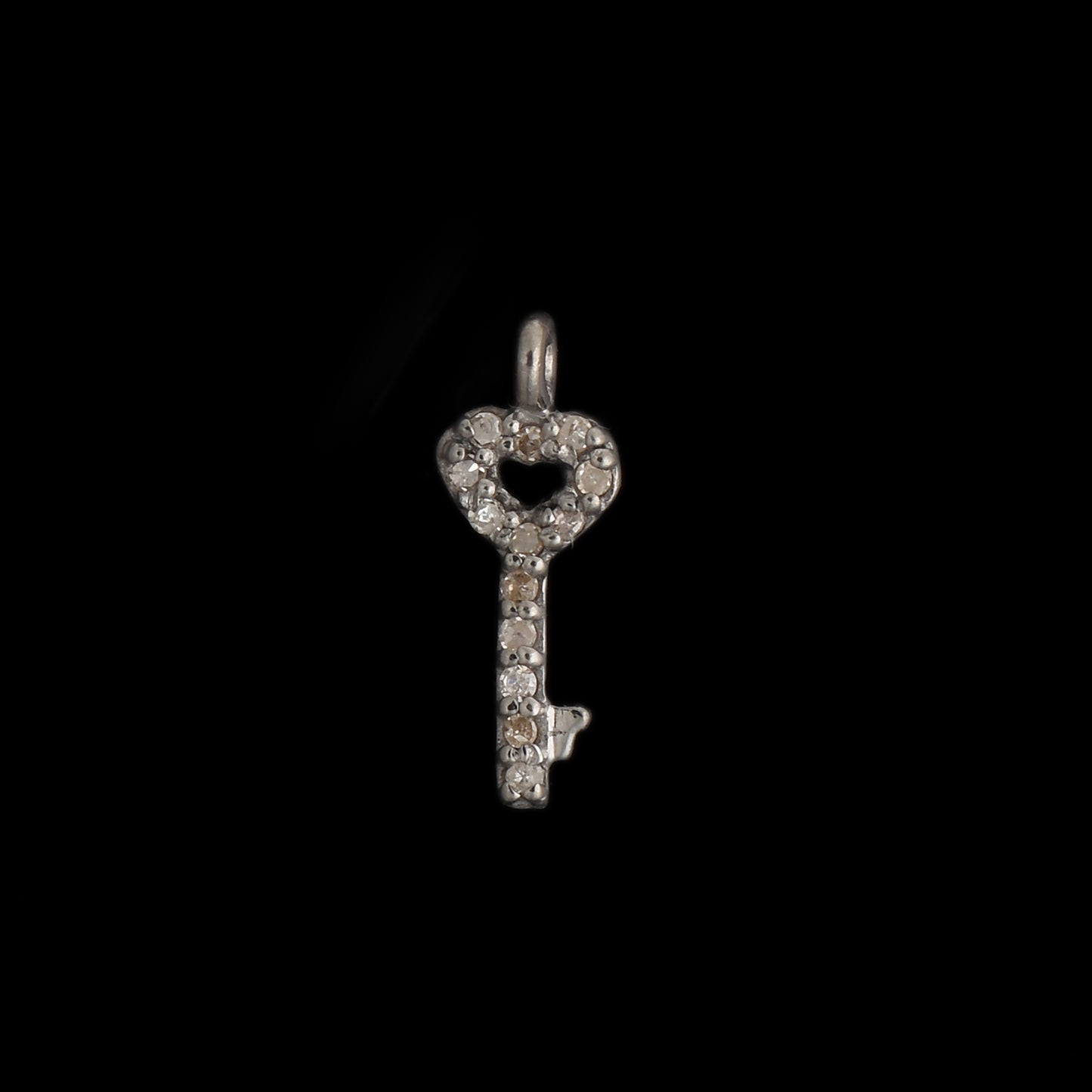 Pave Diamond Key Charm Pendant