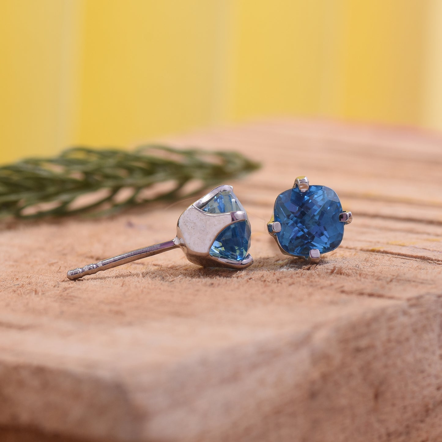 Swiss Blue Topaz Studs Earrings