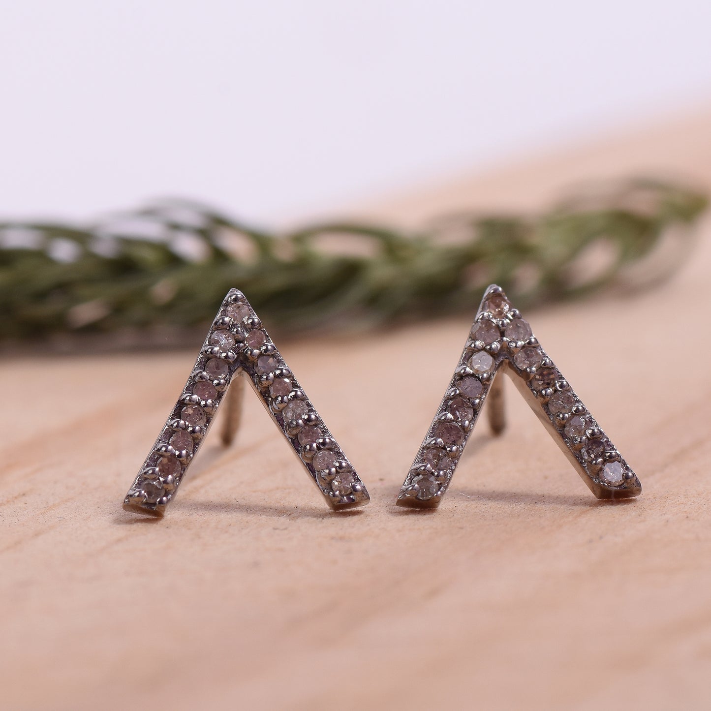 Diamond V Shape Studs Earrings