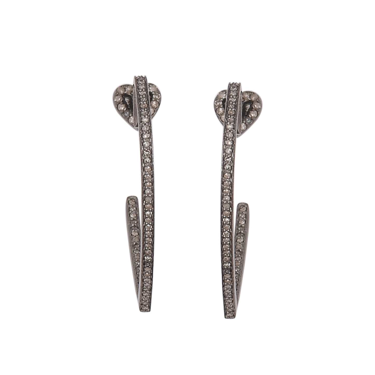 Diamond Love Heart Hoop Earrings
