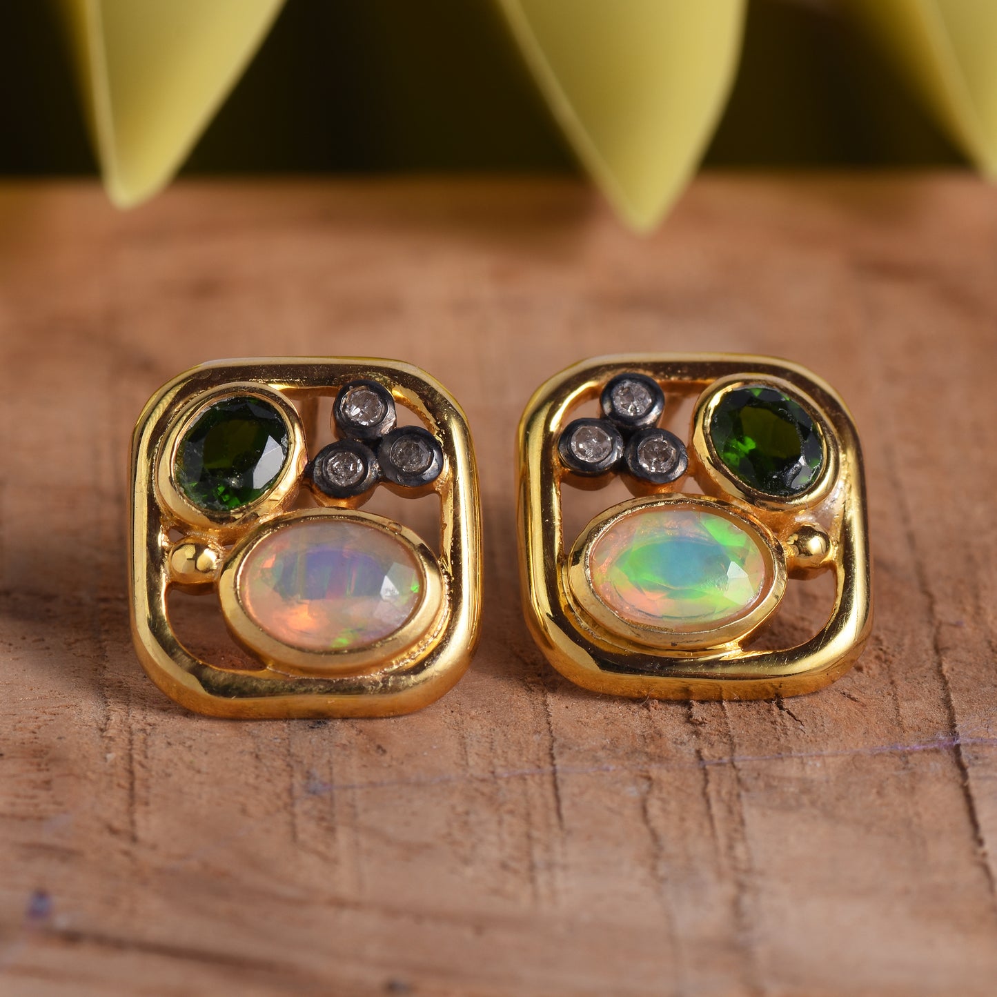 Opal Diamond Studs