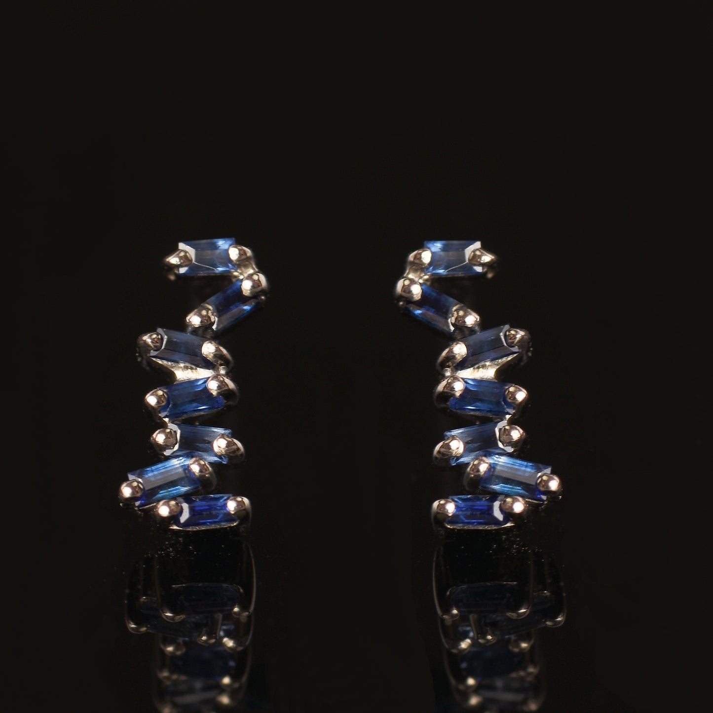 Blue Sapphire Zig Zag Studs