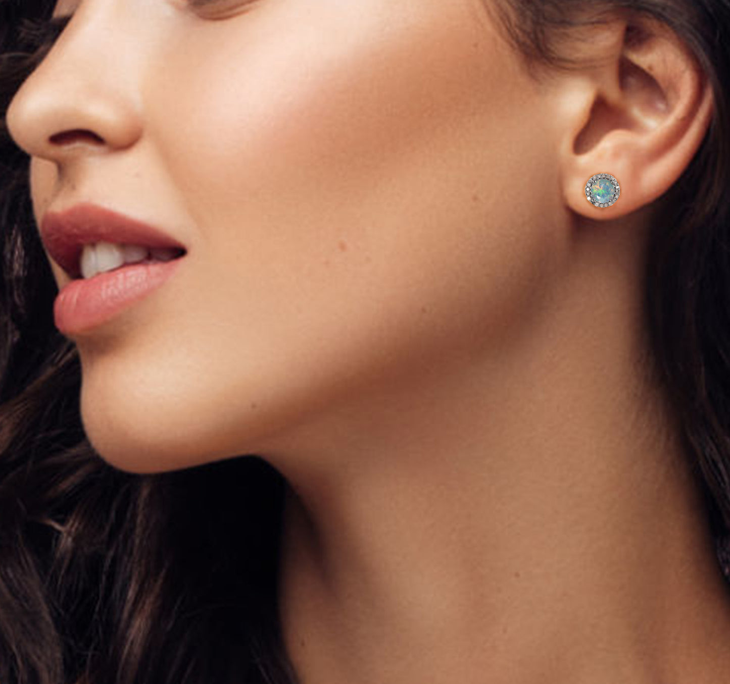 Opal Halo Diamond Earrings