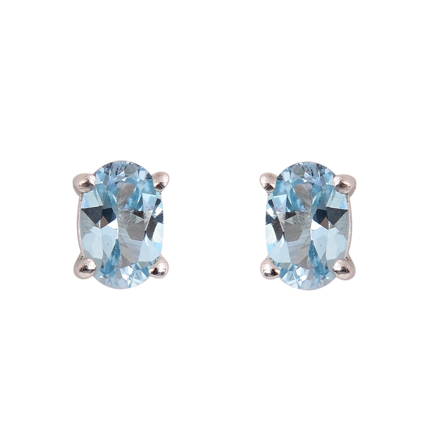 Oval Blue Topaz Stud Earrings