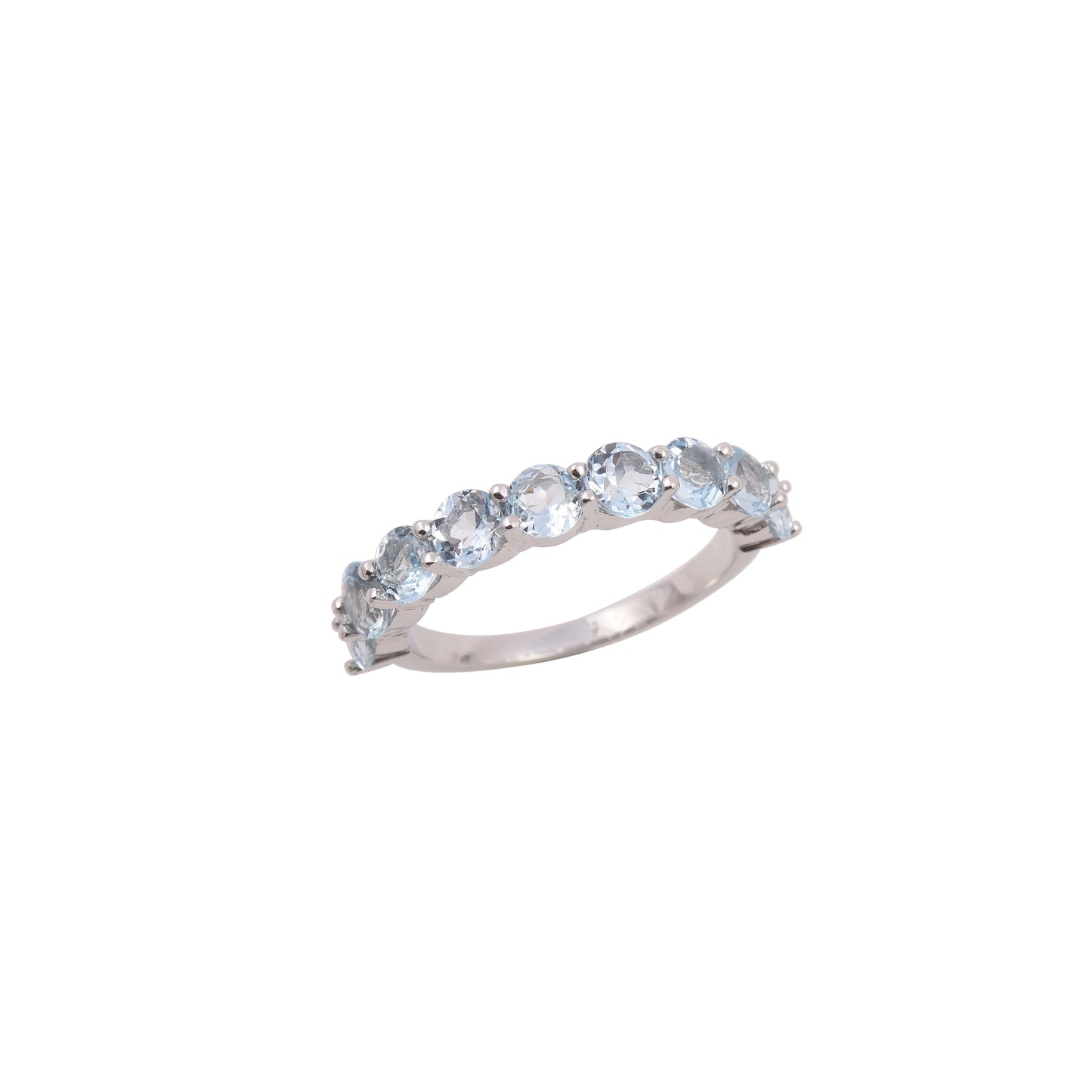 Round Aquamarine Eternity Band
