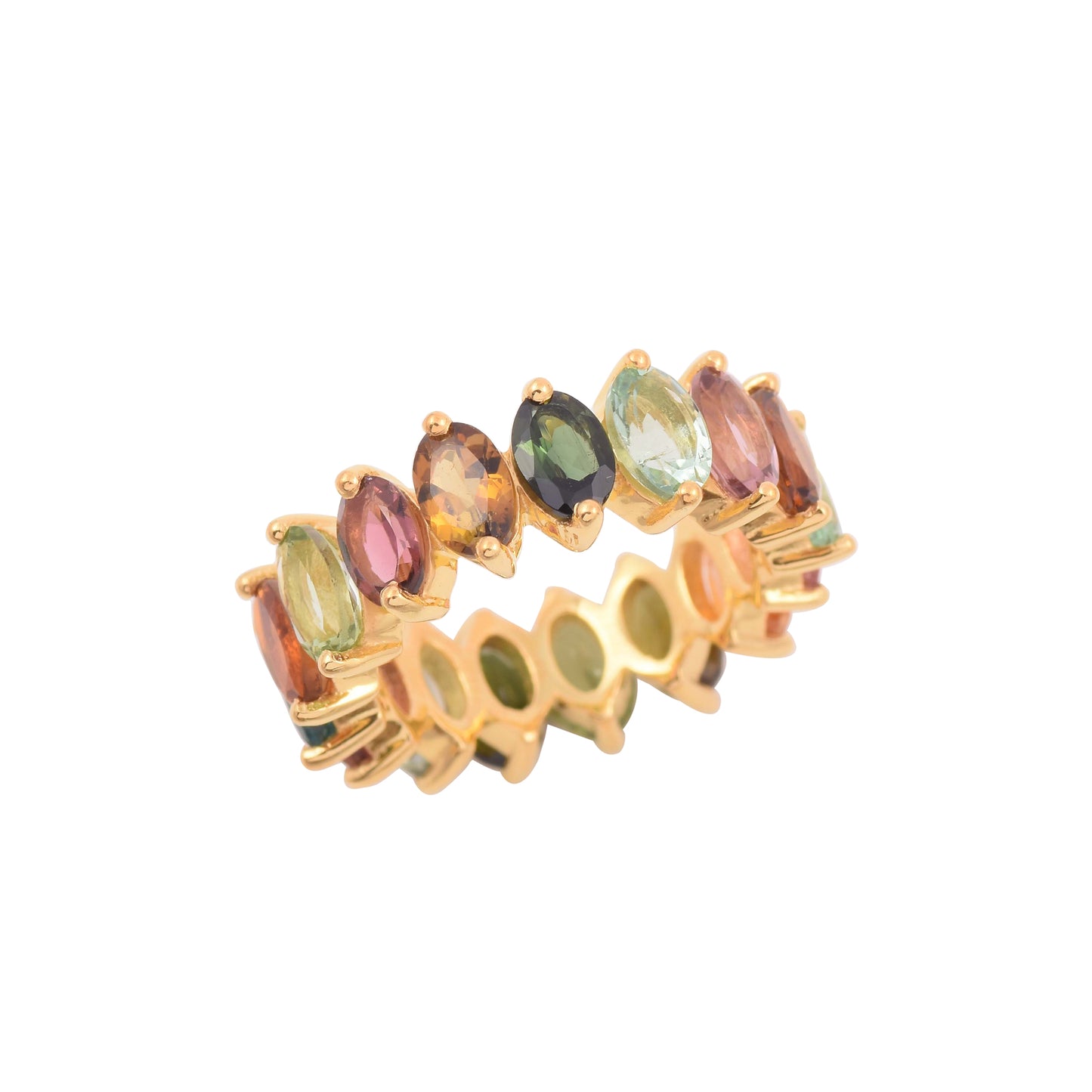 Silver Multi Tourmaline Eternity Band Ring