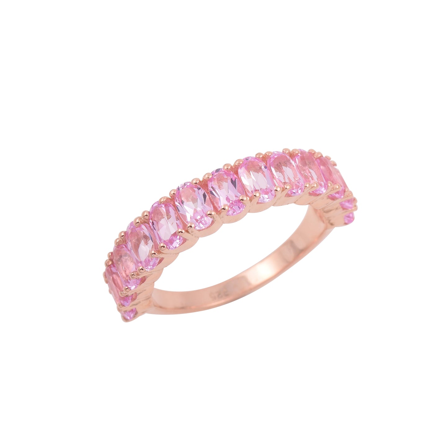 Pink Sapphire Half Eternity Band Rings
