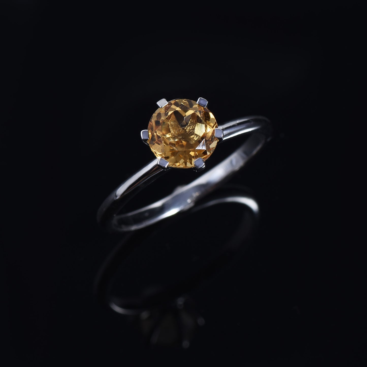 Round Solitaire Citrine Ring