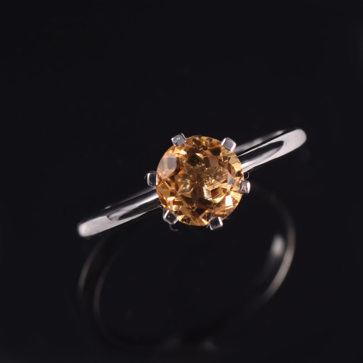 Round Solitaire Citrine Ring