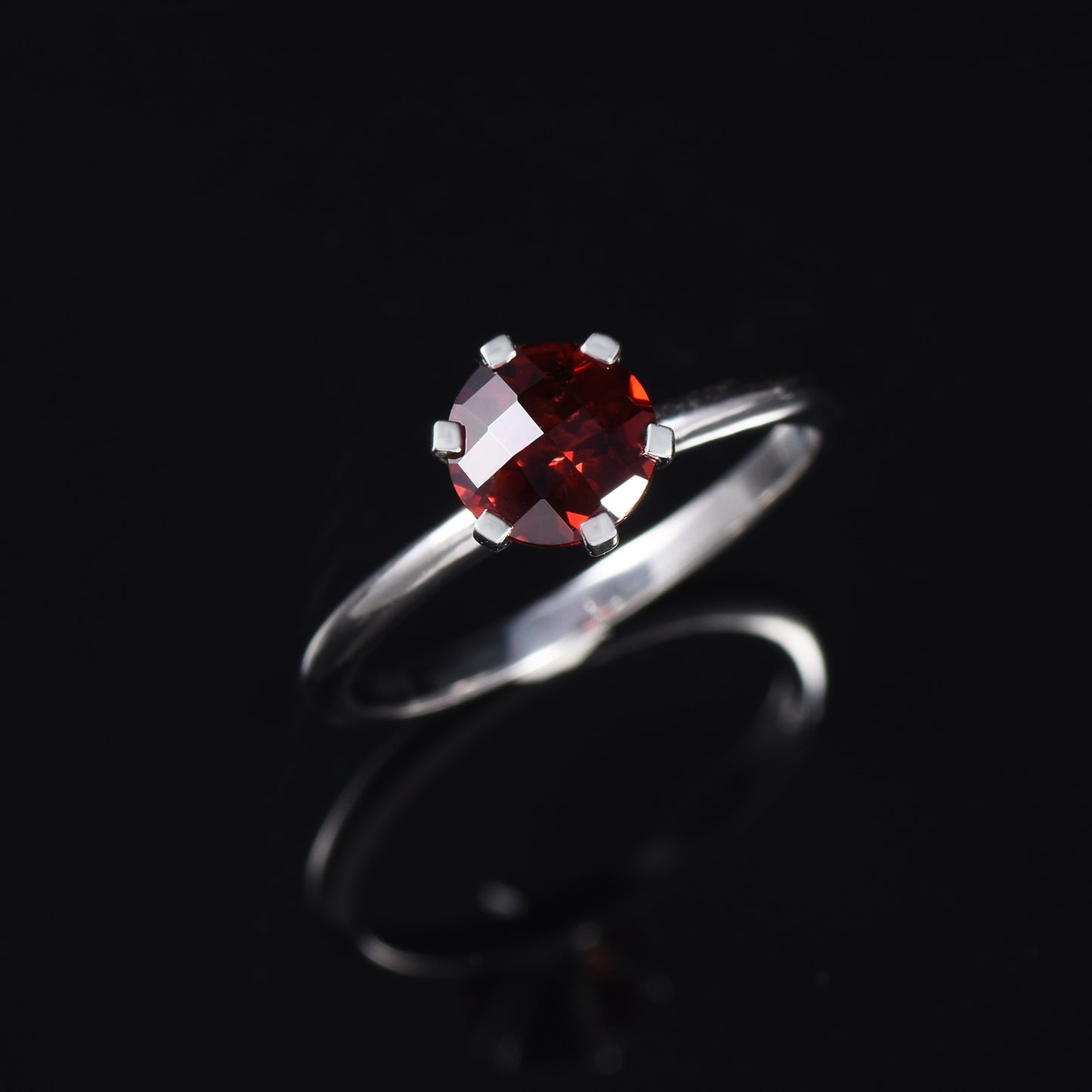 Red Garnet Solitaire Engagement Rings