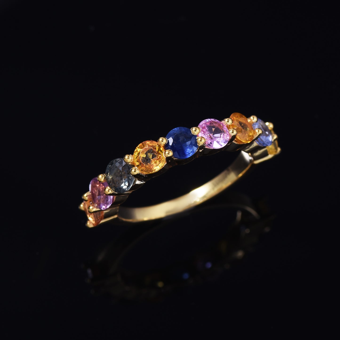 Rainbow Sapphire Eternity Band Ring