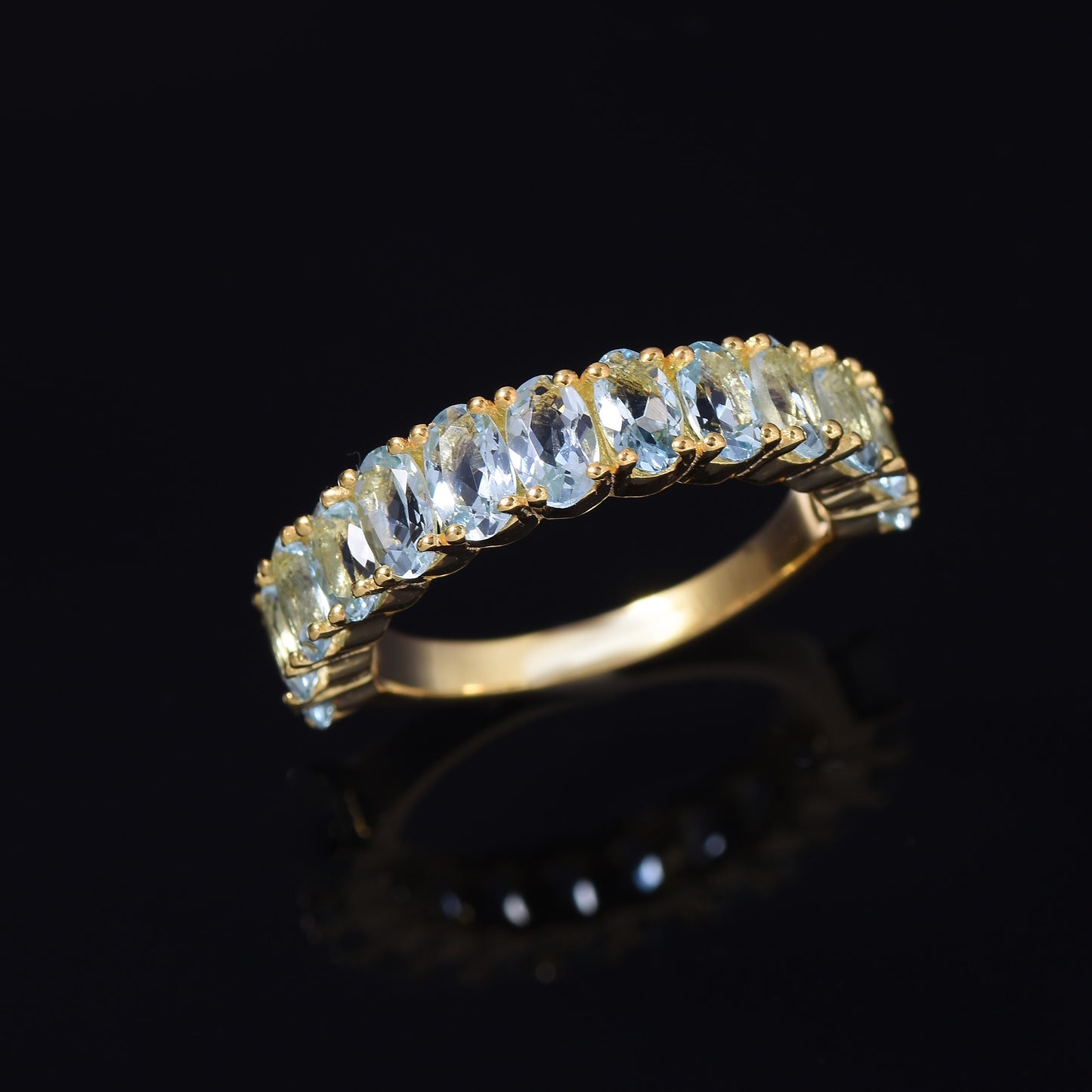 Aquamarine Half Eternity Band Ring