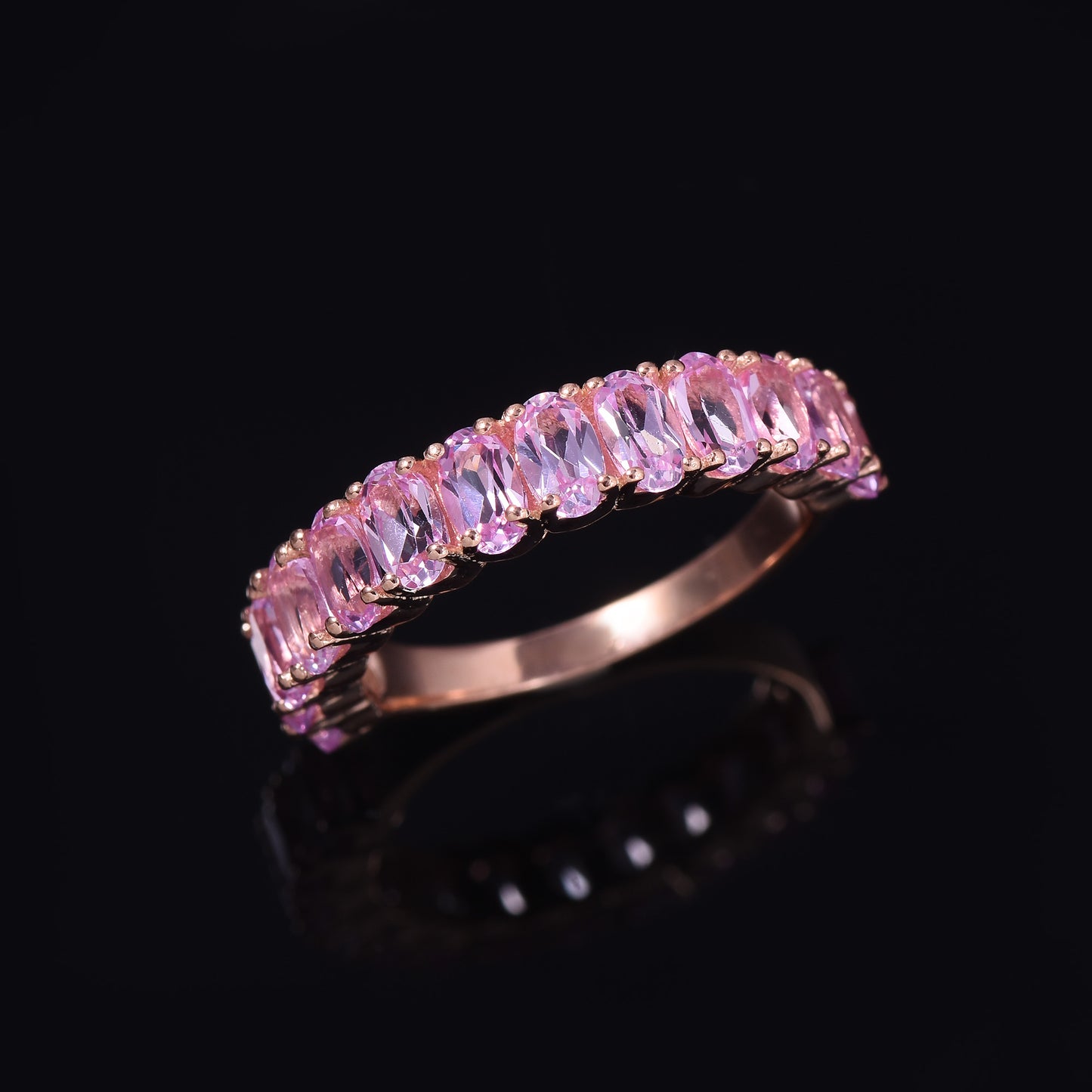 Pink Sapphire Half Eternity Band Rings