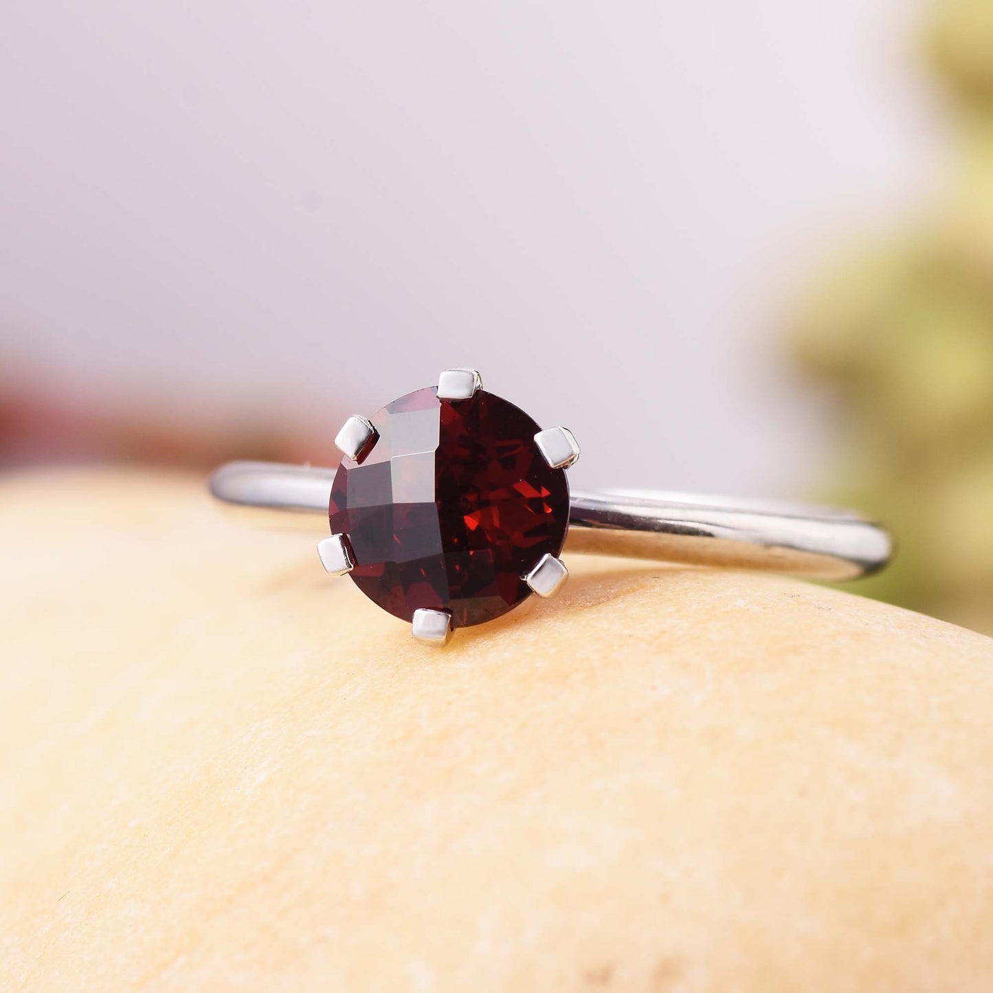 Red Garnet Solitaire Engagement Rings