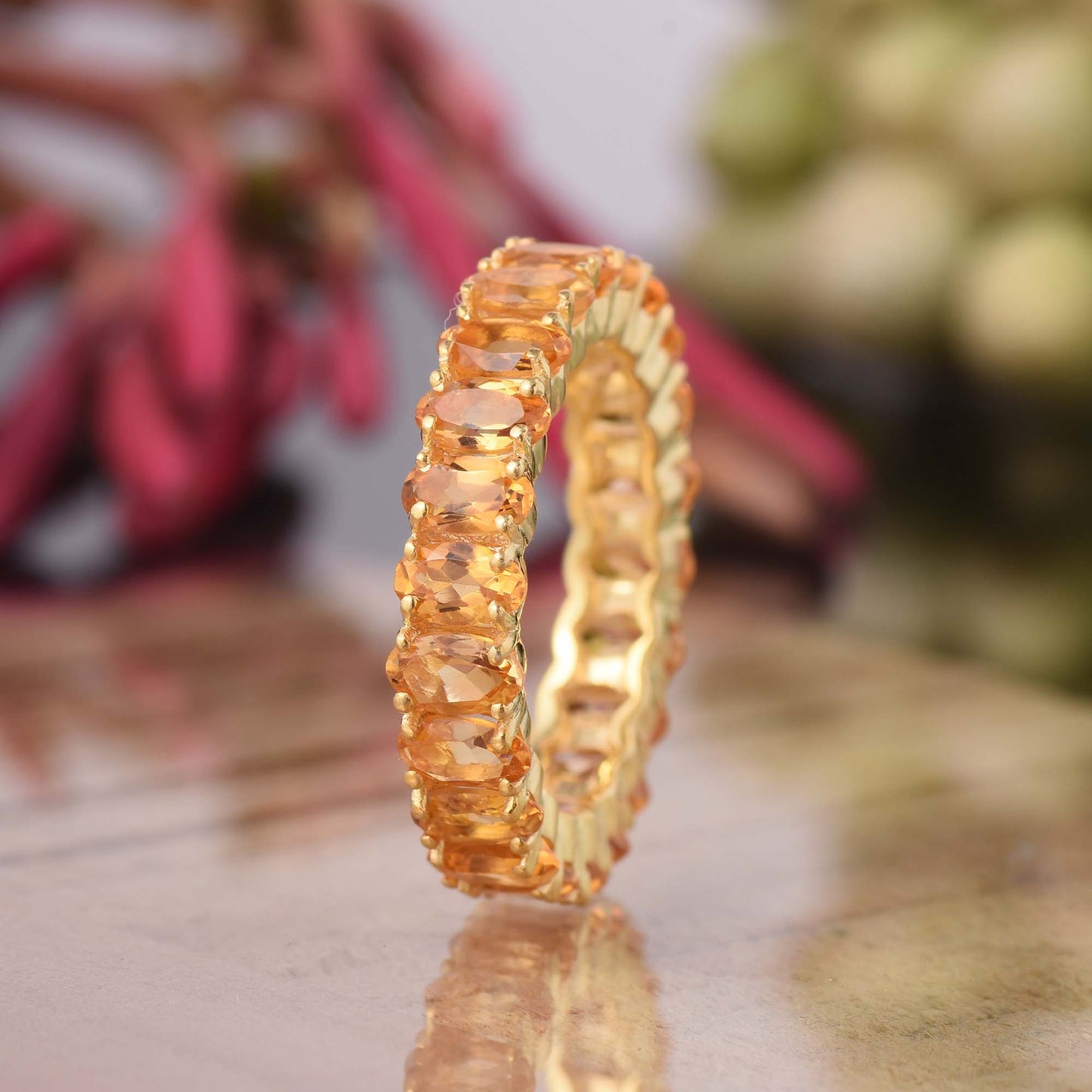 Yellow Citrine Full Eternity Band Ring