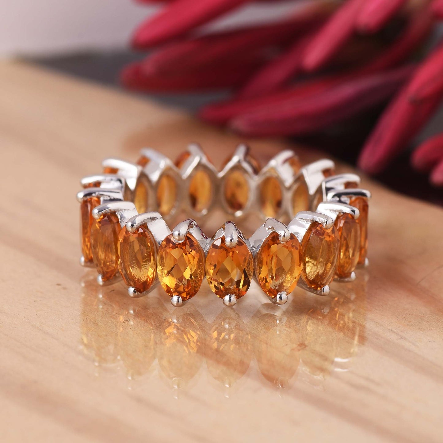 Oval Citrine Love Eternity Band Ring