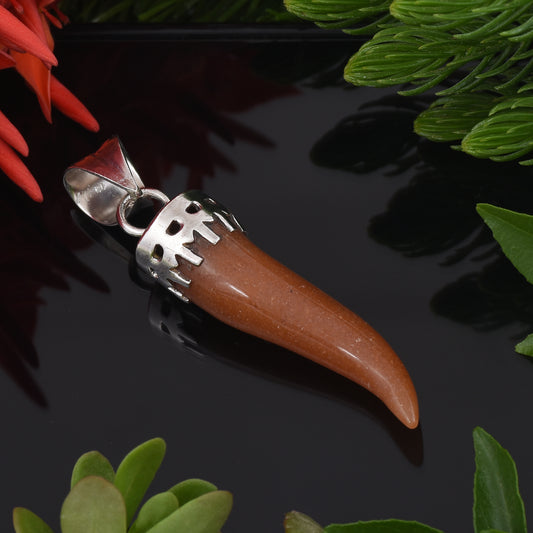 Red Agate Horn Pendant