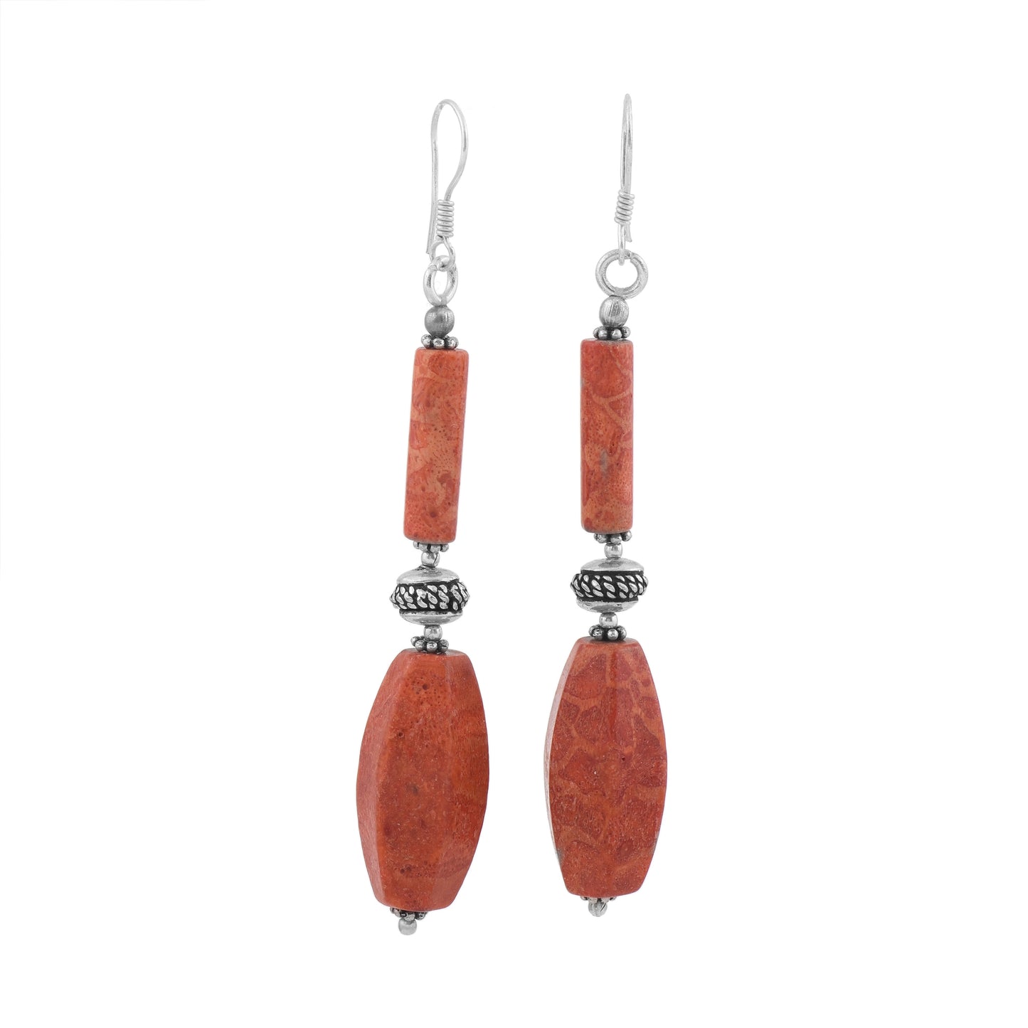 Red Gemstone Beaded Drop Earrings