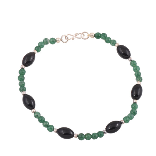 Green Aventurine with Black Onyx Anklet