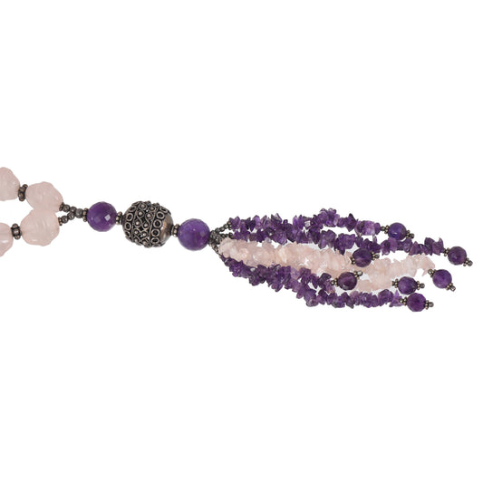 Amethyst Rose Quartz Uncut Beads Necklace