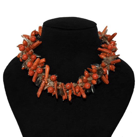 Coral Beaded Designer Necklace