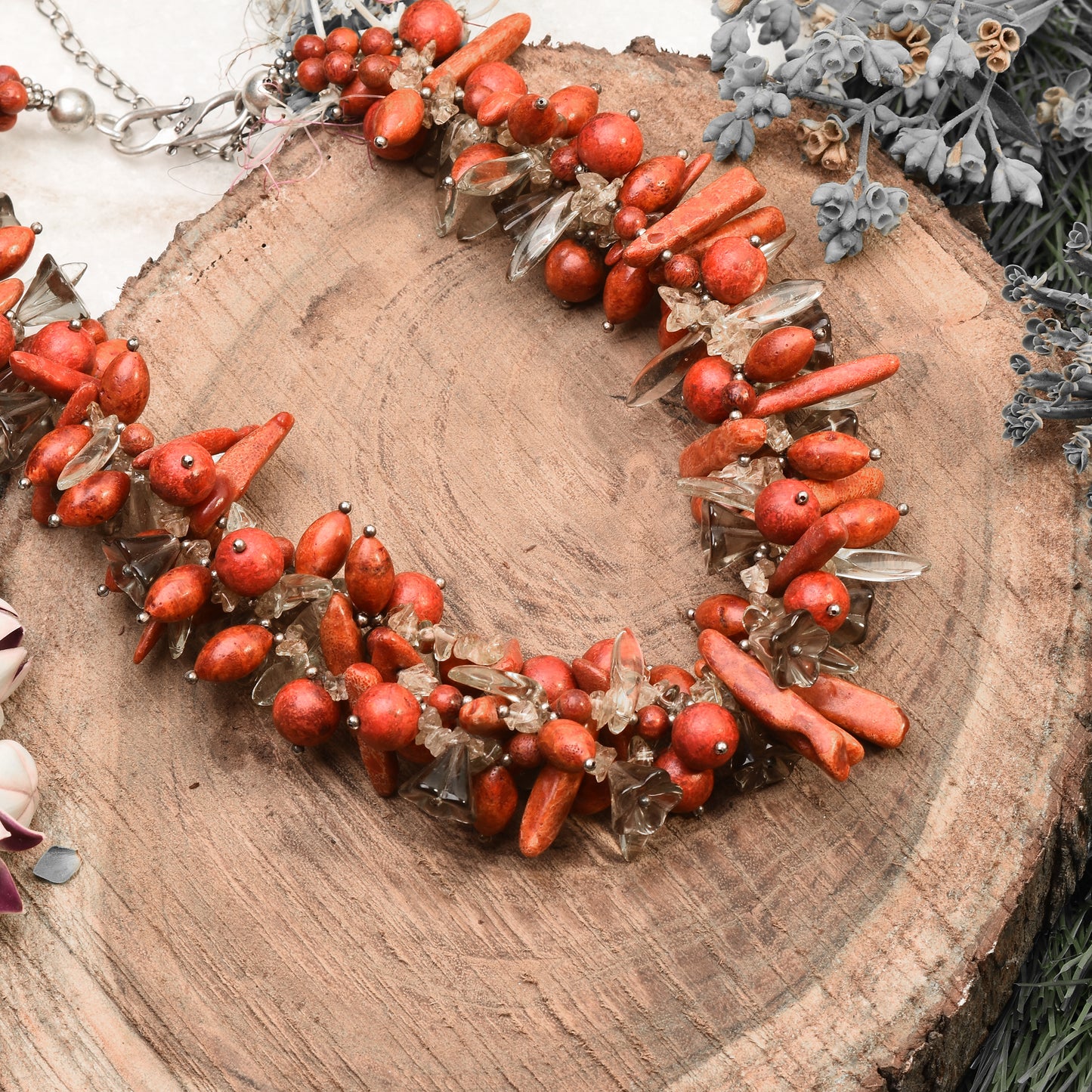 Red Gemstone Beaded Designer Necklace