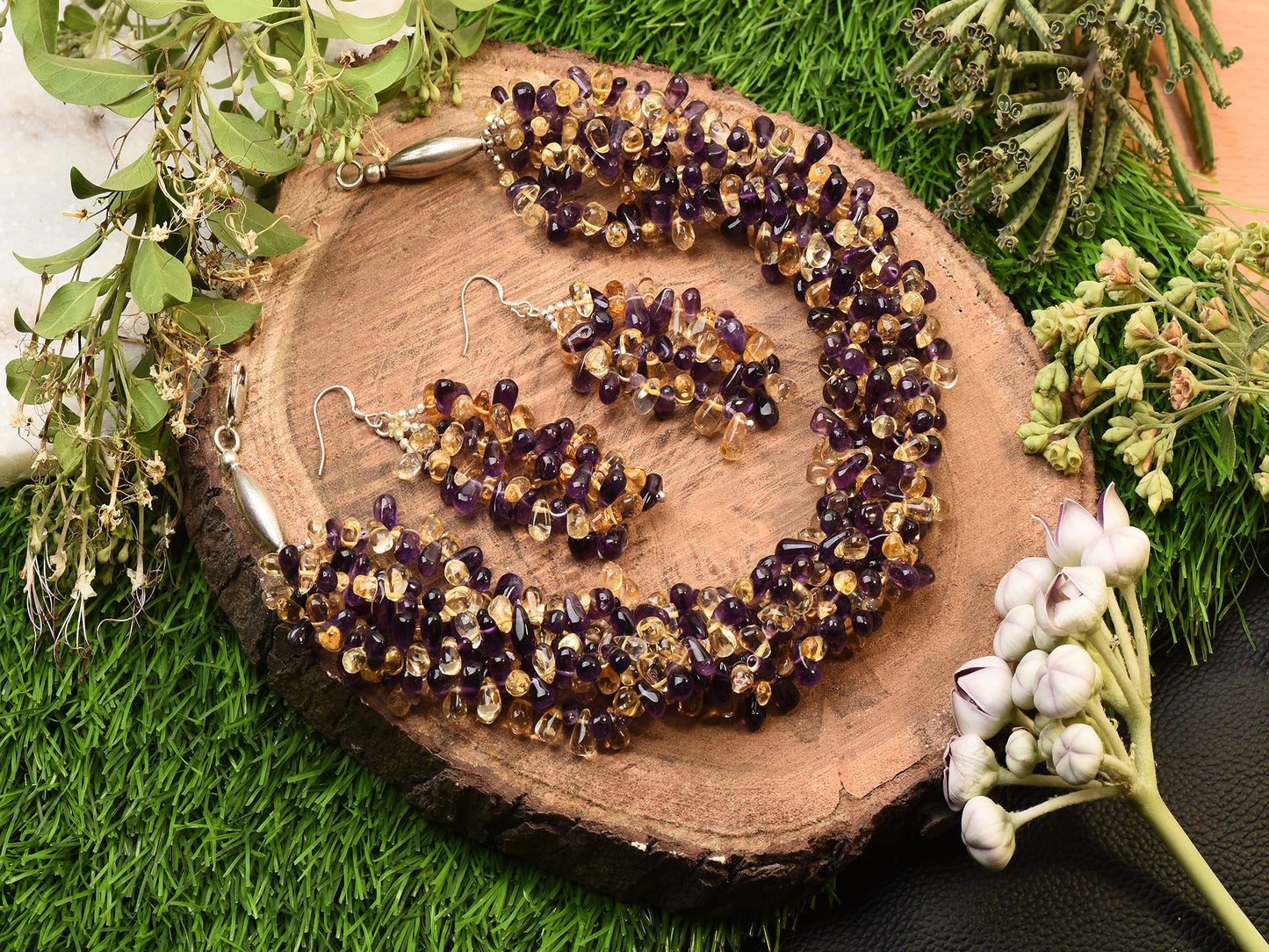 Citrine Amethyst Necklace Set