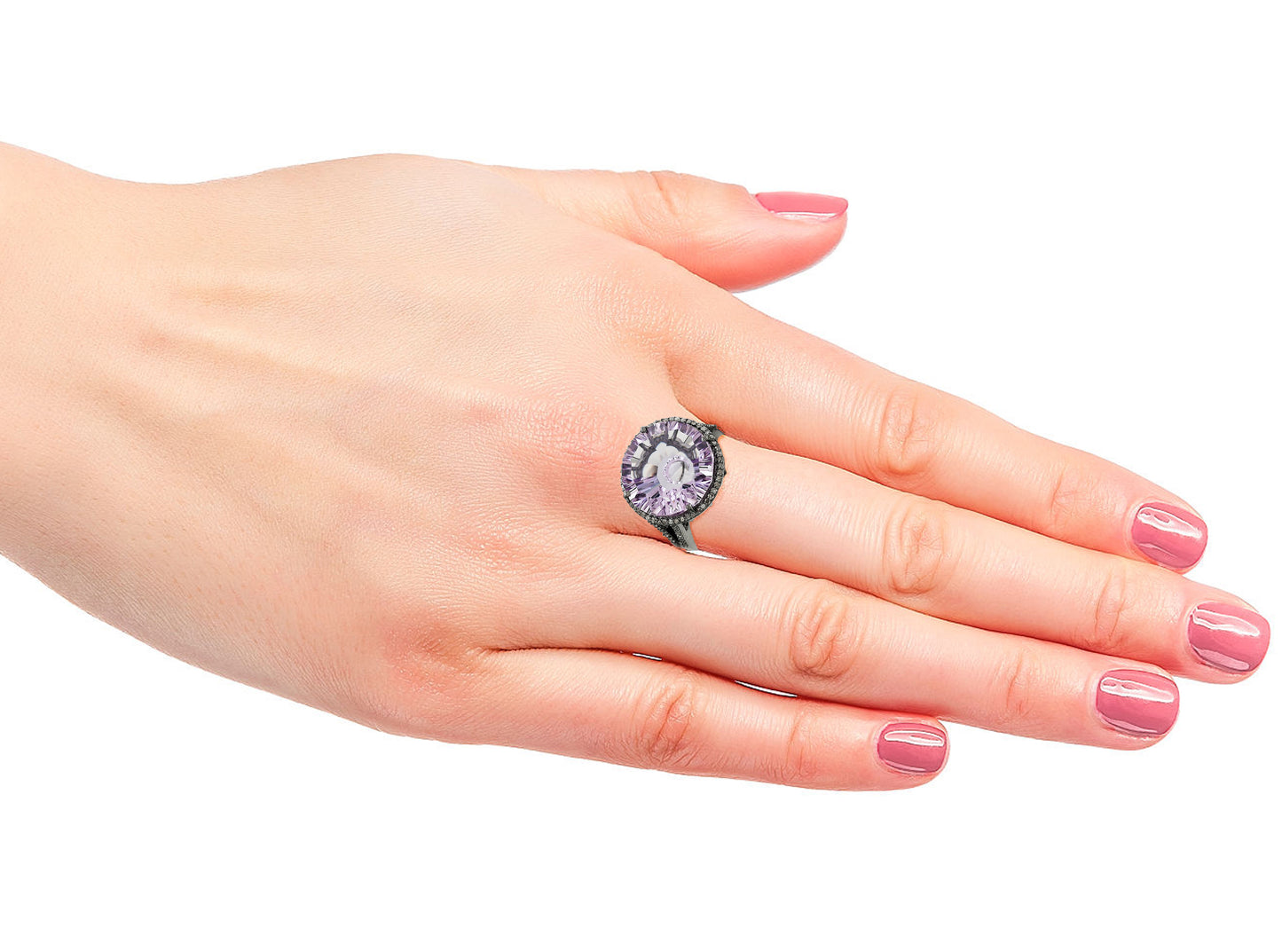 Fancy Cut Amethyst Diamond Ring