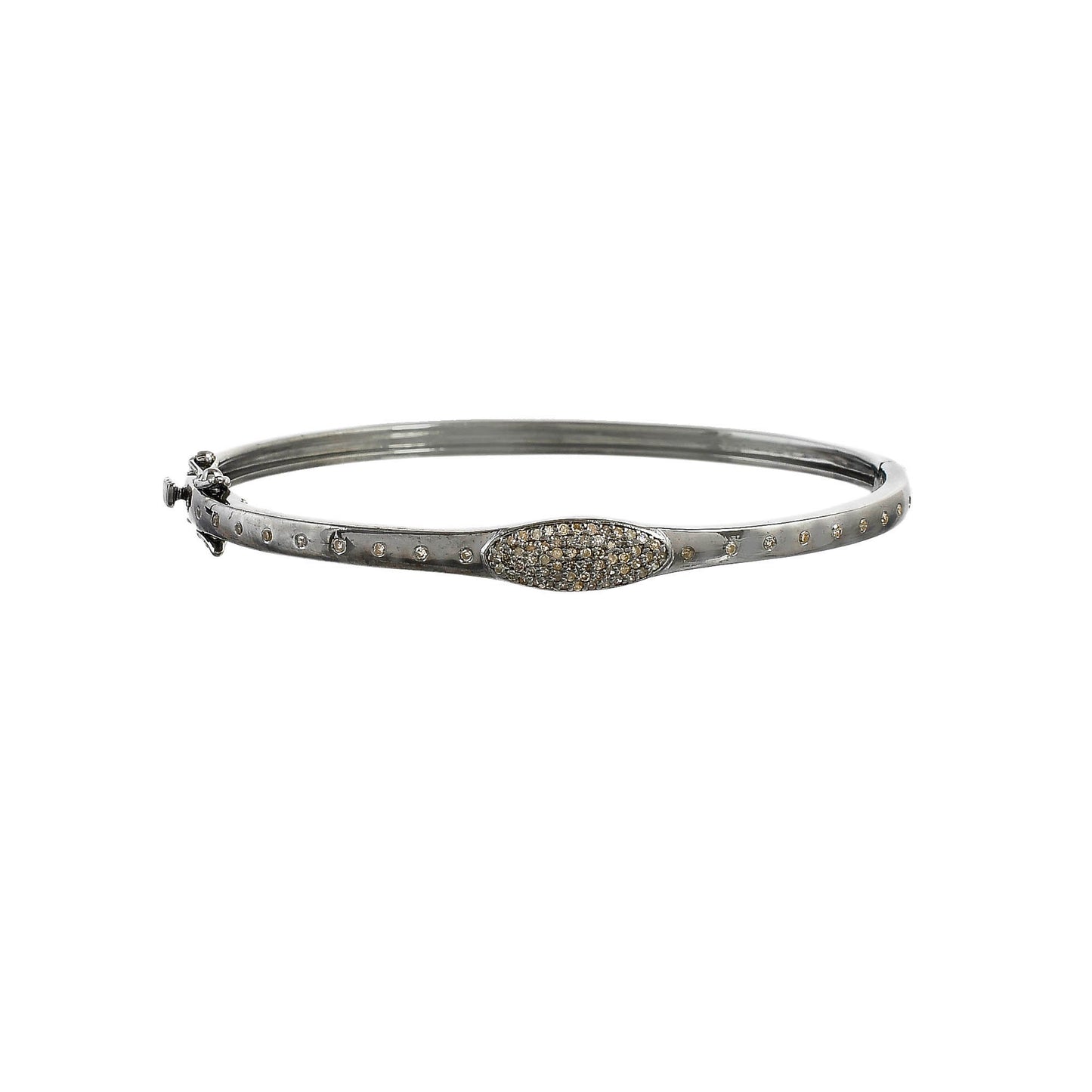 Diamond Classy Silver Oval Bangle
