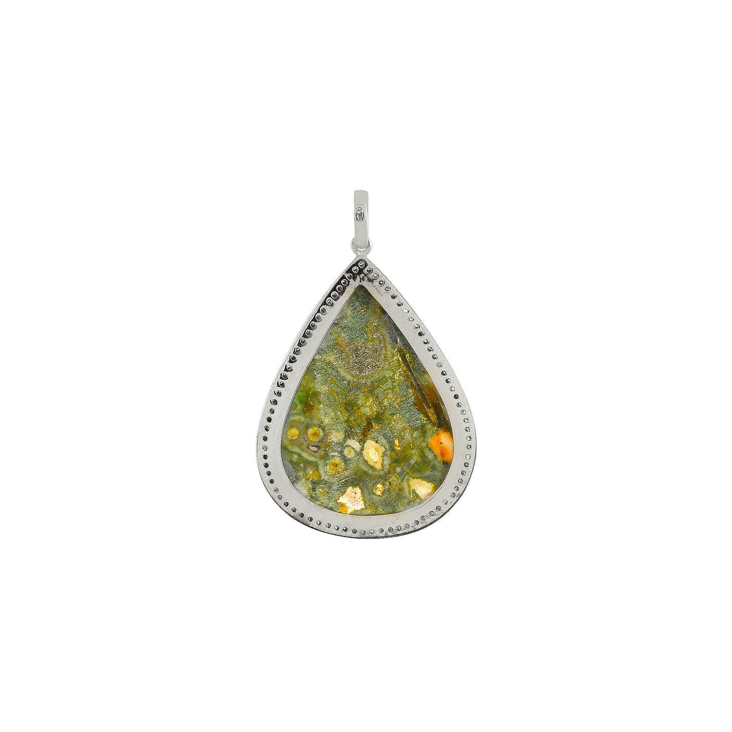 Rainforest Jasper Diamond Teardrop Pendant