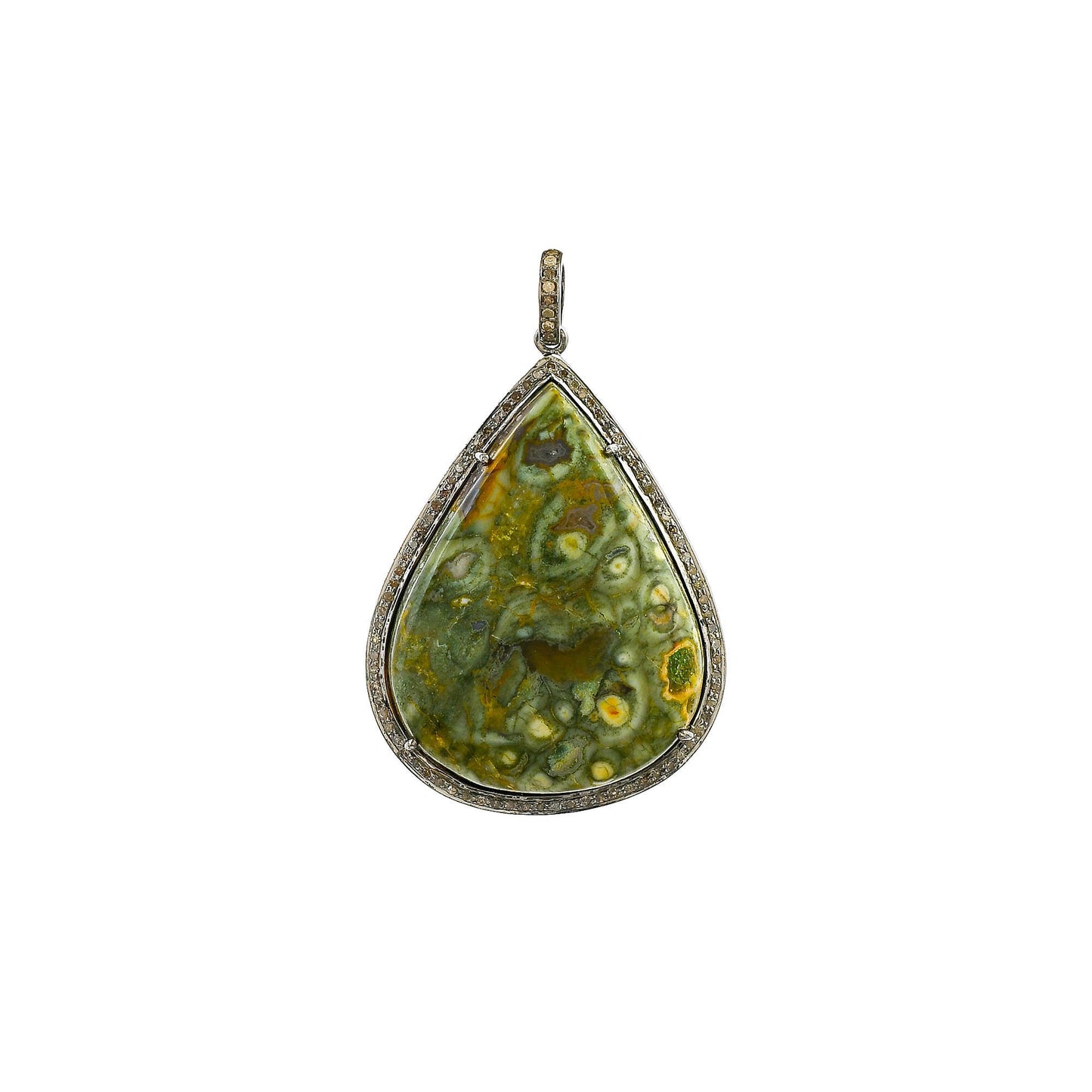 Rainforest Jasper Diamond Teardrop Pendant