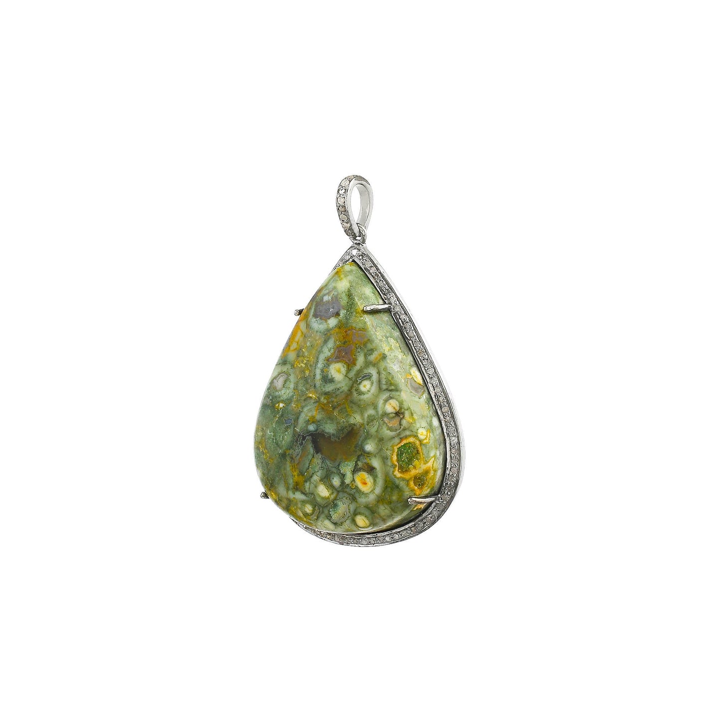 Rainforest Jasper Diamond Teardrop Pendant