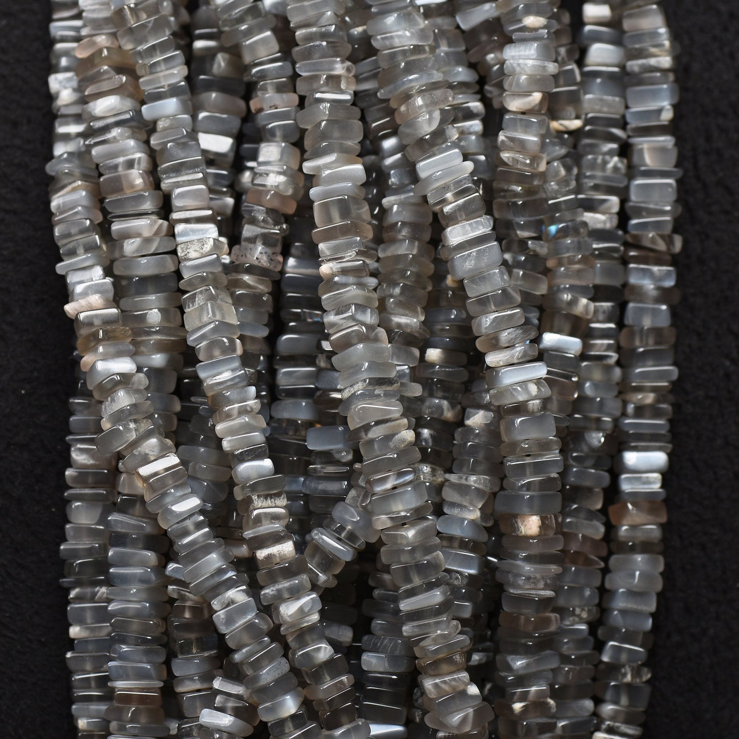 Natural Grey Moonstone Gemstone Beaded Strand