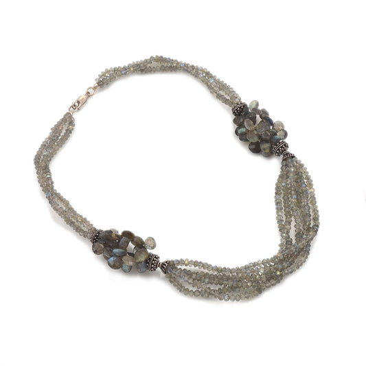 Labradorite Beaded Designer Silver Necklace