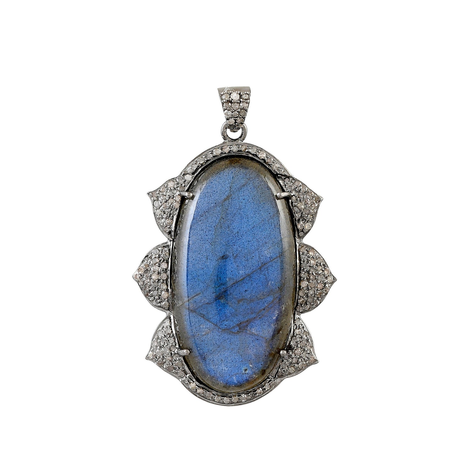 Labradorite Pave Diamonds Pendant