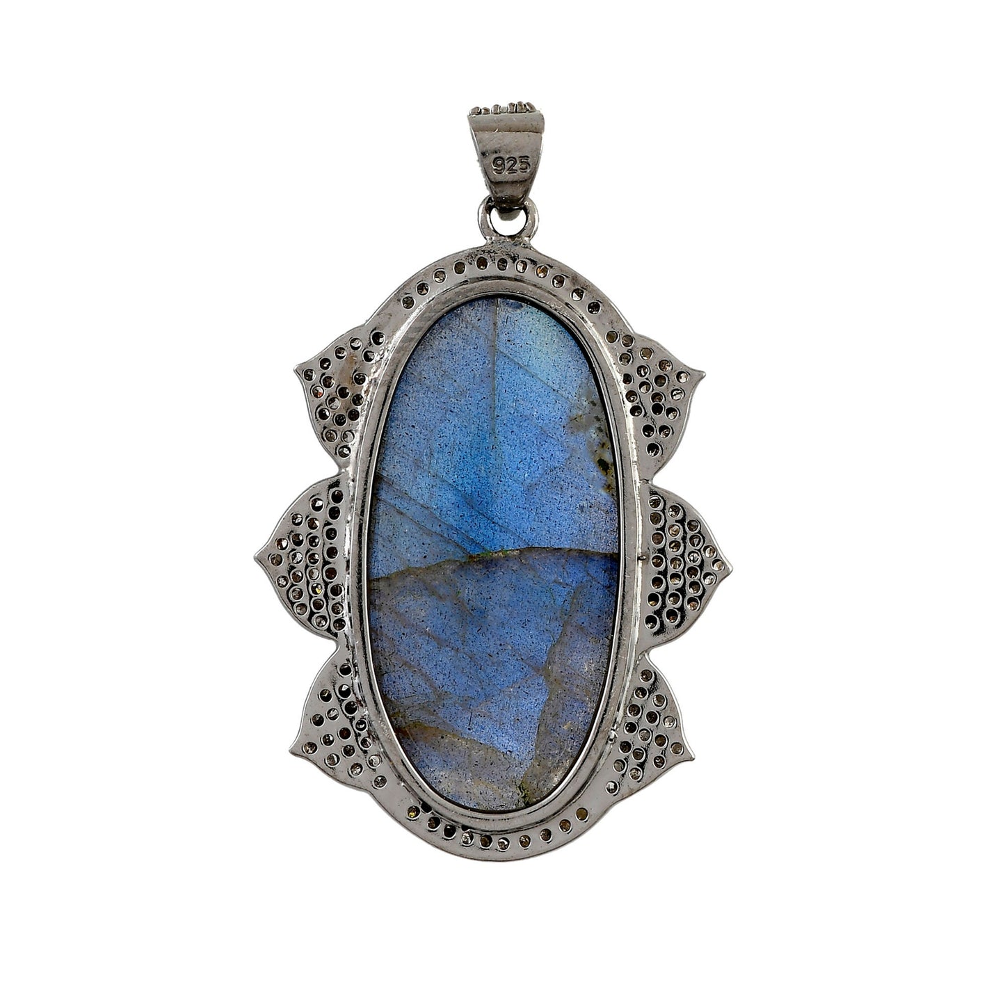 Labradorite Pave Diamonds Pendant