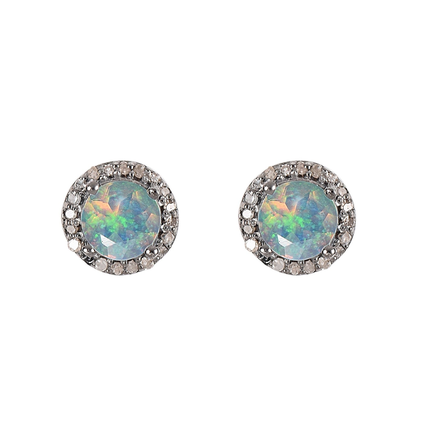 Opal Halo Diamond Earrings