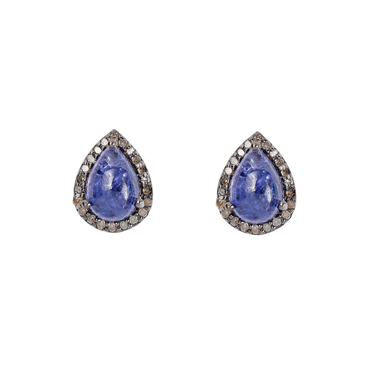 Tanzanite Pear Shaped Halo Diamond Earrings