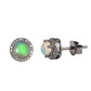 Green Blush Opal Halo Diamond Earrings