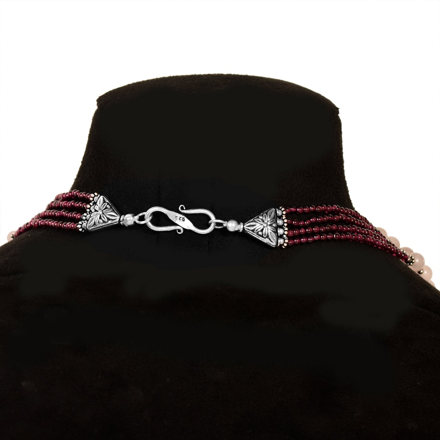 Rose Quartz and Garnet Beaded Necklace