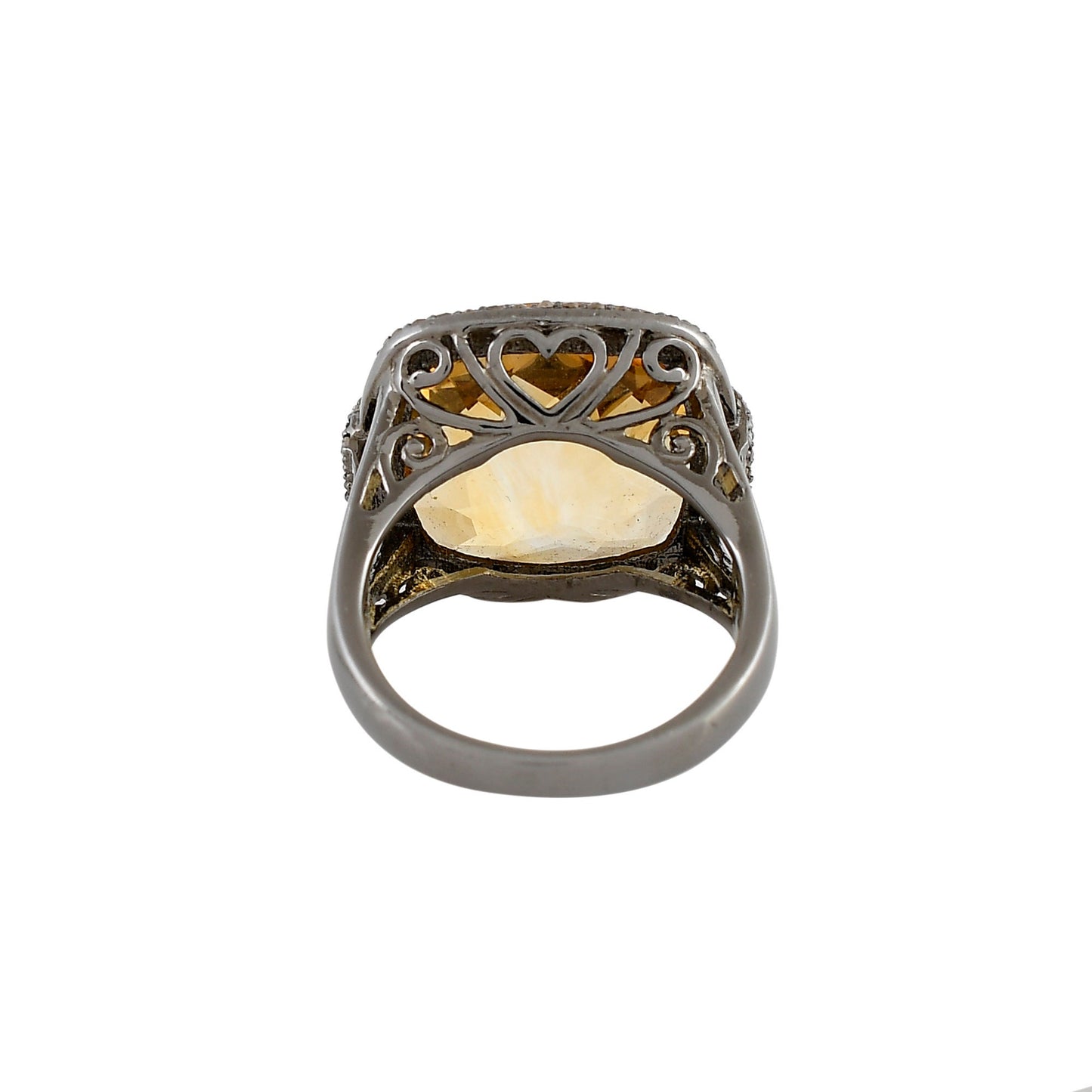 November Citrine Diamond Halo Ring